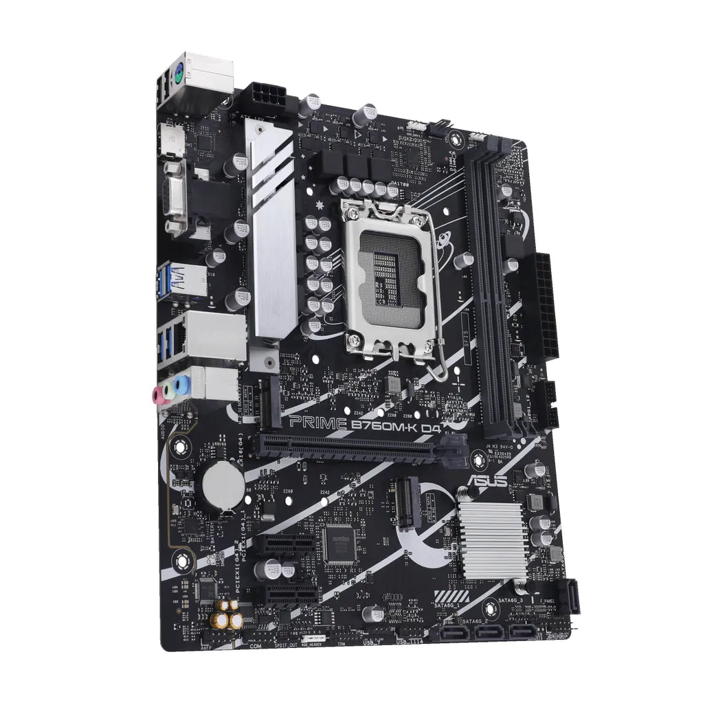 ASUS PRIME B760M-K D4 Intel B760 Raptor Lake Socket LGA 1700 Micro-ATX Desktop Motherboard