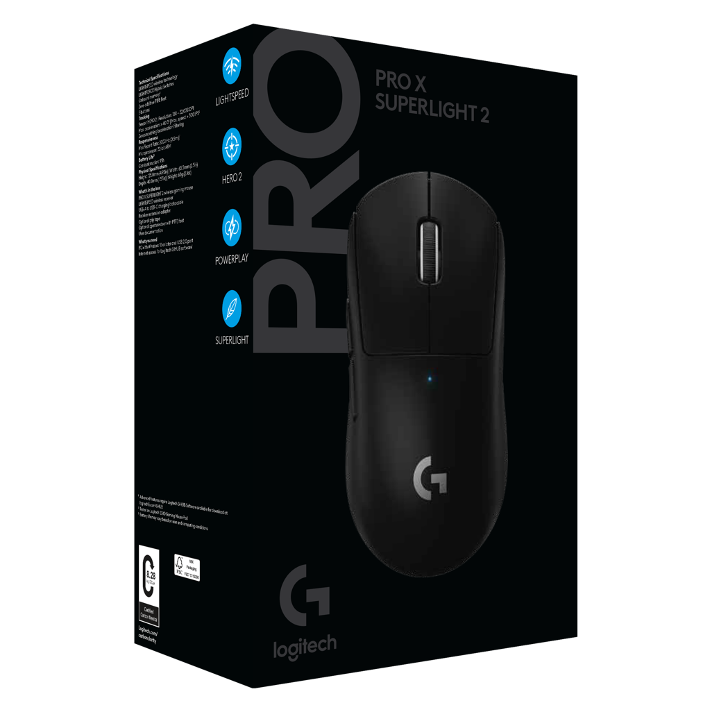 Logitech G PRO X SUPERLIGHT 2 32000 DPI LIGHTSPEED Black Wireless Gaming Mouse