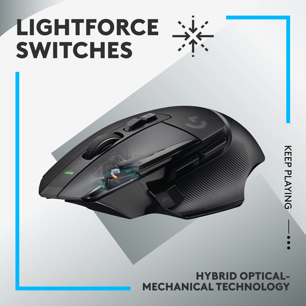 Logitech G502 X LIGHTSPEED 25,600 DPI HERO 25K Optical LIGHTFORCE Opto-Mechanical Black USB Type-C Wireless Gaming Mouse