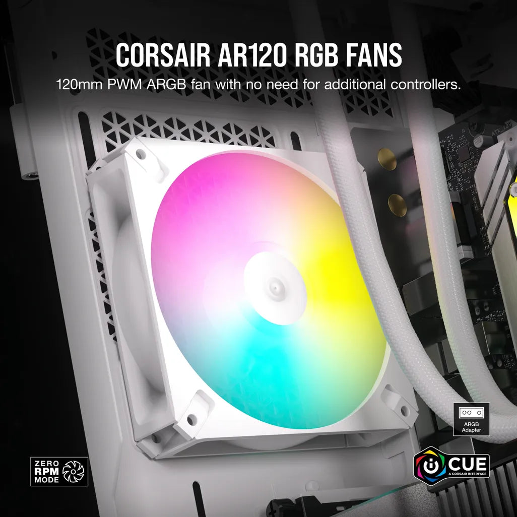 Corsair iCUE AR120 ARGB 120mm PWM 1850 RPM White Case Fan - 3-Pack