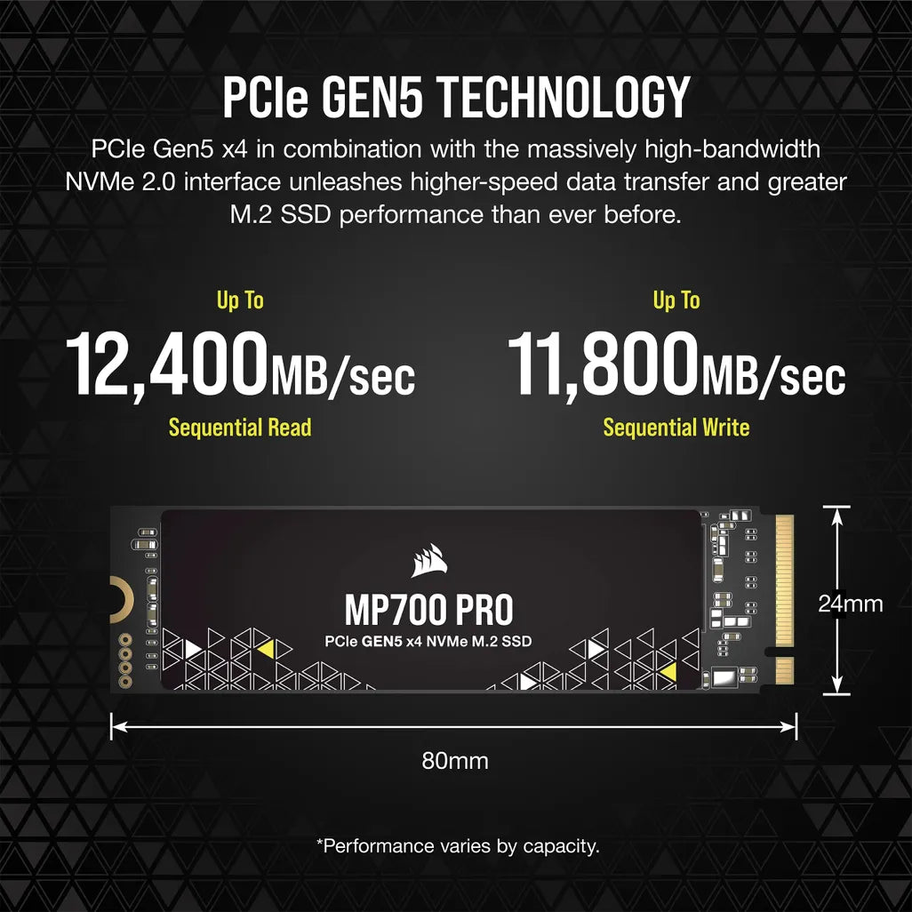 Corsair MP700 PRO 1TB M.2 2280 PCIe 5.0 NVMe Solid State Drive