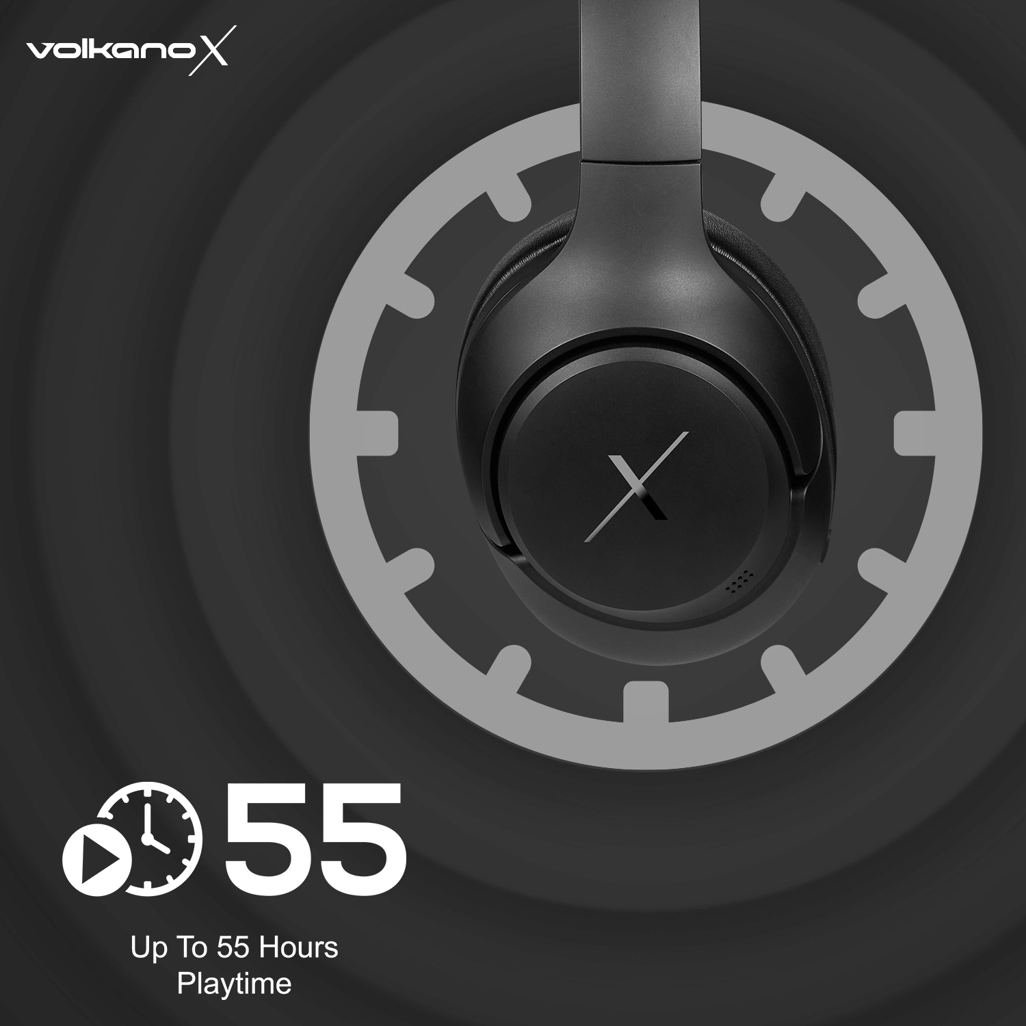 VolkanoX VXH300 Hybrid Active Noise Cancelling Bluetooth Headphones -Black