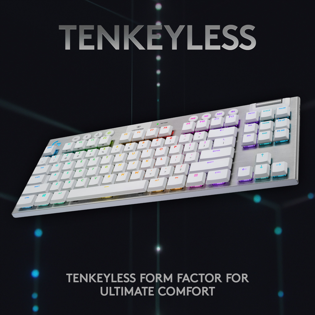 Logitech® G915 TKL LIGHTSPEED Wireless RGB Mechanical Gaming Keyboard - GL Tactile - White