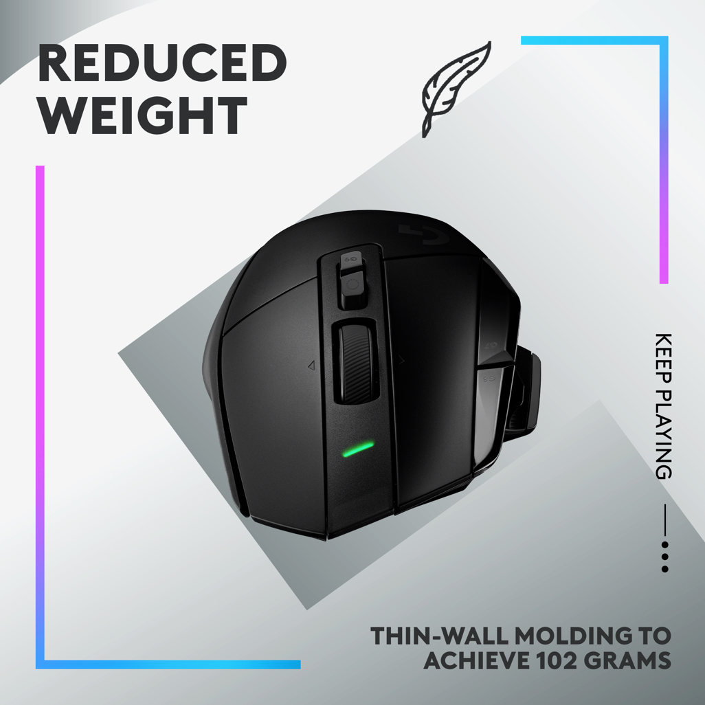 Logitech G502 X LIGHTSPEED 25,600 DPI HERO 25K Optical LIGHTFORCE Opto-Mechanical Black USB Type-C Wireless Gaming Mouse
