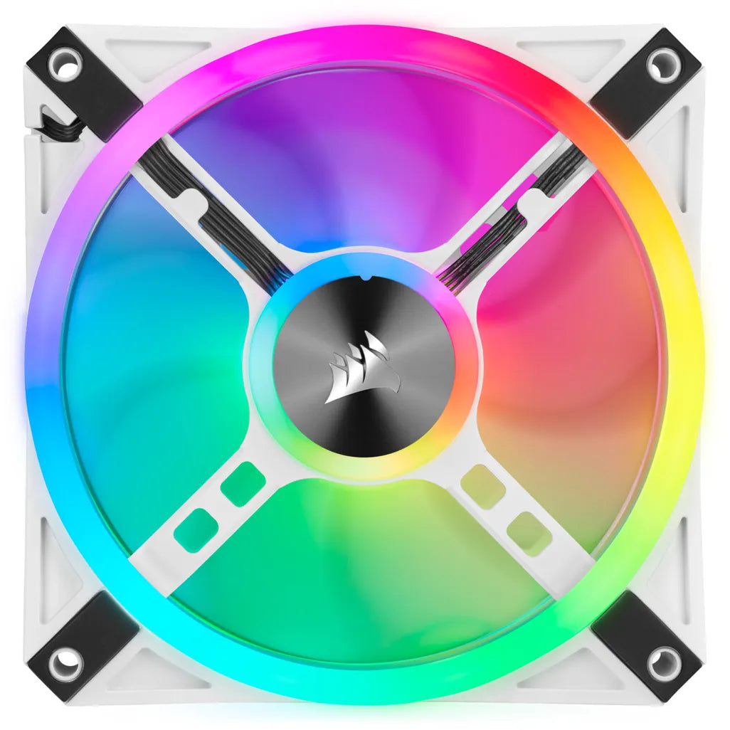 Corsair QL120 iCUE RGB LED 120mm PWM White Case Fan - 3 Pack