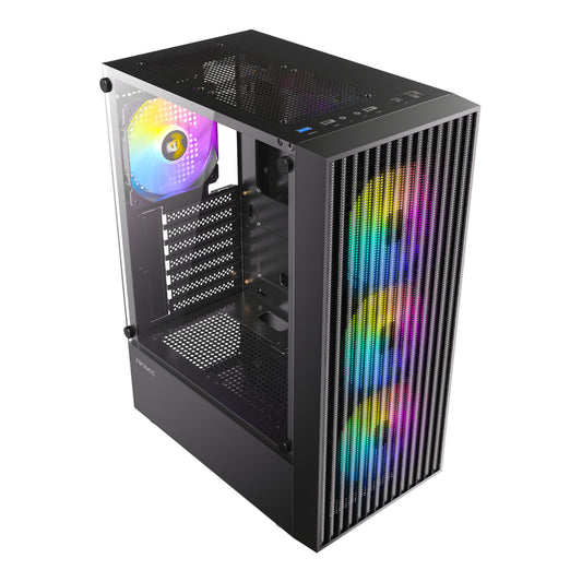 Antec AX27 RGB ELITE Tempered Glass Black Fixed-Mode RGB ATX Mid-Tower Desktop Chassis