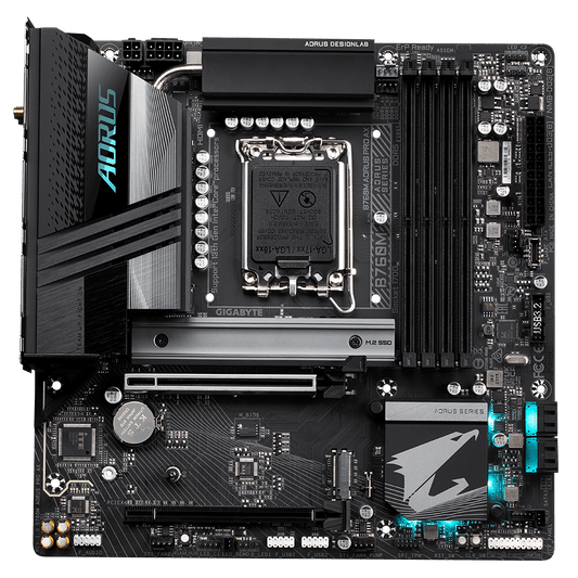 Gigabyte GA-B760M-AORUS-PRO-AX B760M AORUS PRO AX DDR5 WiFi Intel B760 Raptor Lake LGA 1700 Micro-ATX Desktop Motherboard