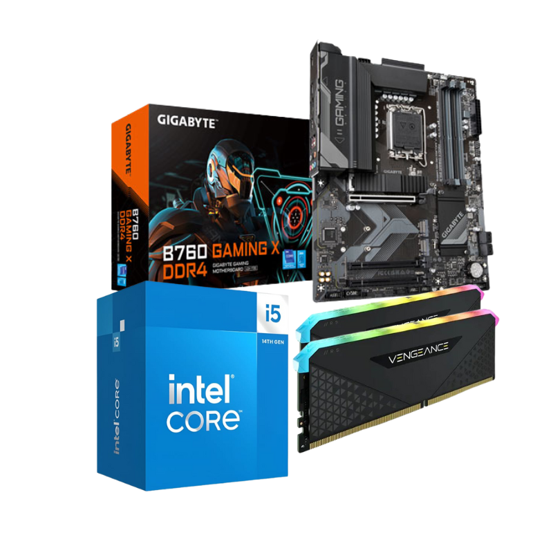 Intel 14th Gen Core i5-14400F / Gigabyte B760 Gaming X DDR4 Intel B760 / Corsair Vengeance RGB (8x2) 16GB 3600MHz