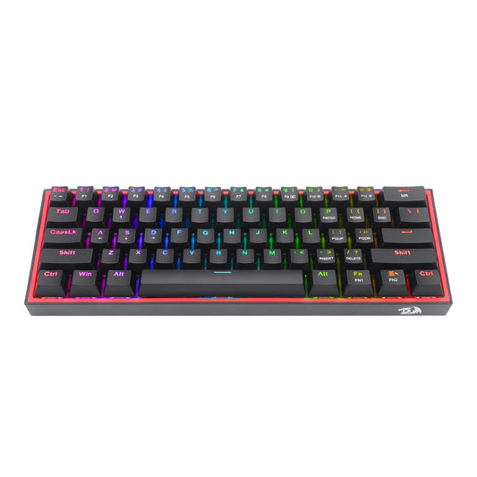 Redragon K616 FIZZ Pro 61-Key RGB Mechanical Gaming Keyboard – Black (60%, RGB, Wireless/Wired, Hot-Swappable)