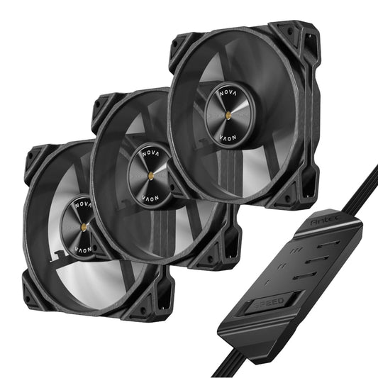 Antec NOVA 120 PWM Fan 3 Pack with Speed Controller – Black