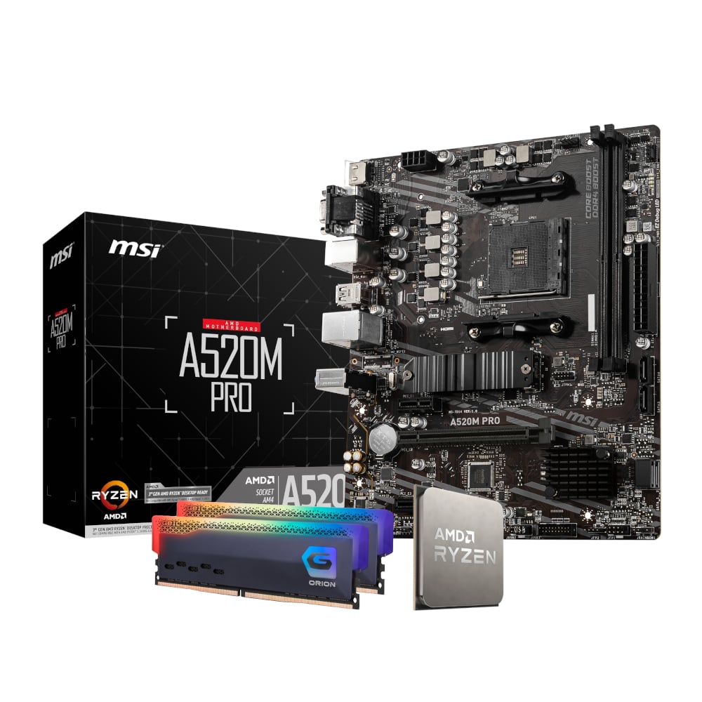 AMD Ryzen 5 5600GT 6-Core / MSI A520M Chipset AM4 Micro-ATX Motherboard / Patriot Viper Steel ARGB 16GB (2x8GB) DDR4-3600Mhz RAM