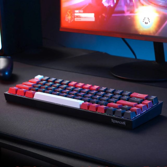REDRAGON Castor Pro 68Key Wireless Red-Black-White KeyCap Bluetooth RGB Red Switch – Black-Red