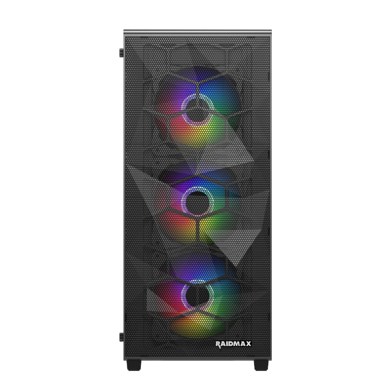 Raidmax V151TBS Vector V151 Static RGB Tempered Glass Steel Mesh Black ATX Mid-Tower Desktop Chassis