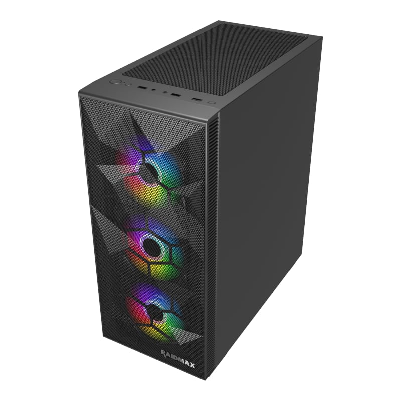 Raidmax V151TBS Vector V151 Static RGB Tempered Glass Steel Mesh Black ATX Mid-Tower Desktop Chassis