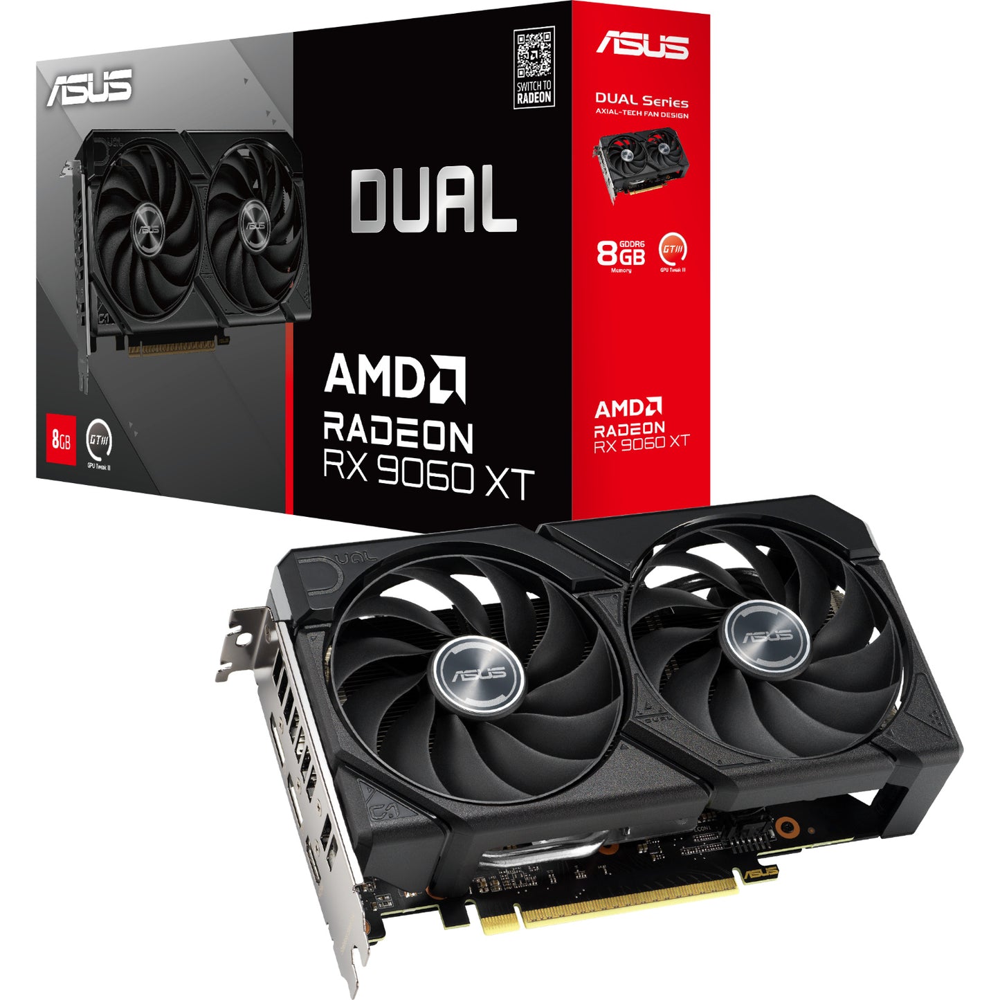ASUS Radeon RX 9060 XT 8GB DUAL GDDR6 128-Bit PCIe 5.0 Desktop Graphics Card