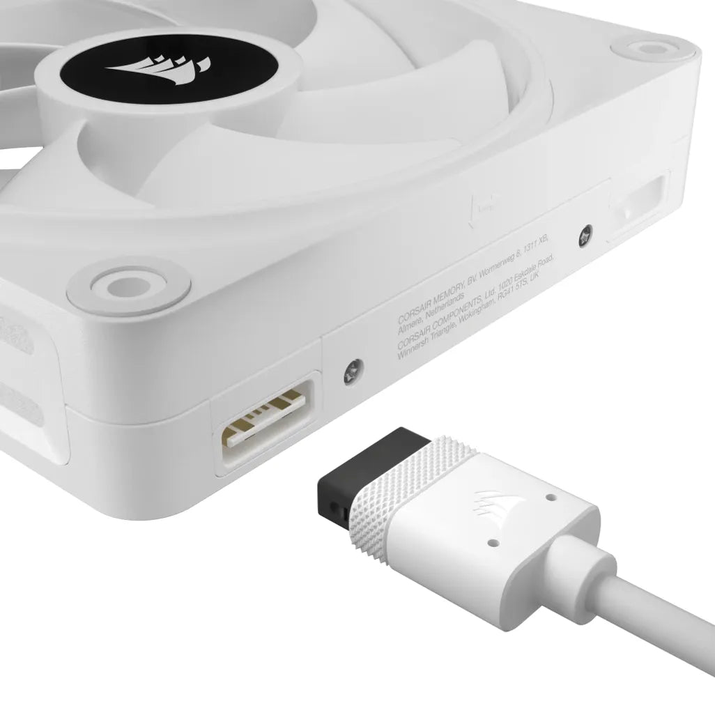 Corsair QX120 iCUE Link 120mm ARGB 120mm PWM 2400 RPM White Case Fan - Triple Pack & System Hub