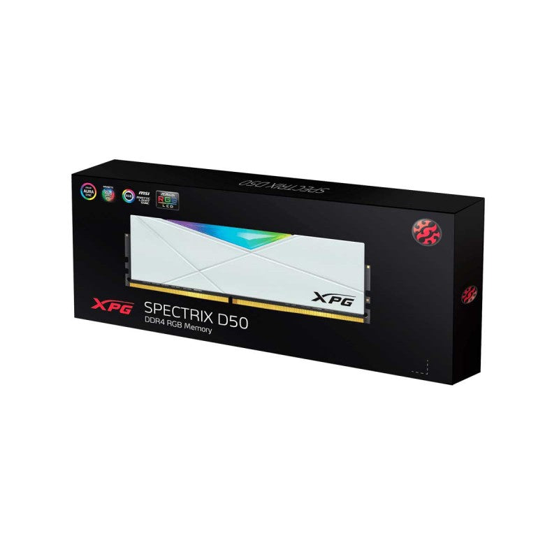 Adata XPG SPECTRIX D50 RGB 8GB (1x8GB) DDR4-3600MHz CL18 1.35V White Desktop Memory