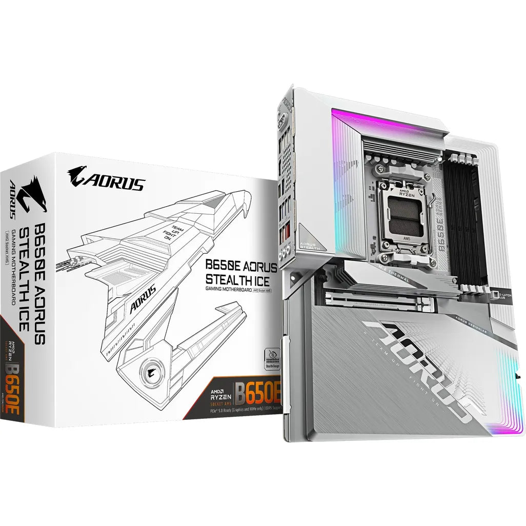 Gigabyte B650E-A-STEALTH-ICE B650E AORUS STEALTH ICE AMD Ryzen Socket AM5 ATX Desktop Motherboard