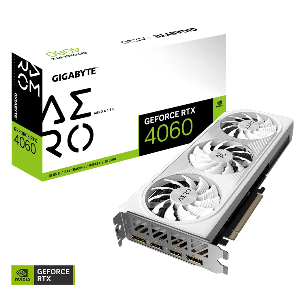 Gigabyte GeForce RTX 4060 AERO OC 8GB GDDR6 128-Bit PCIe 4.0 Desktop Graphics Card