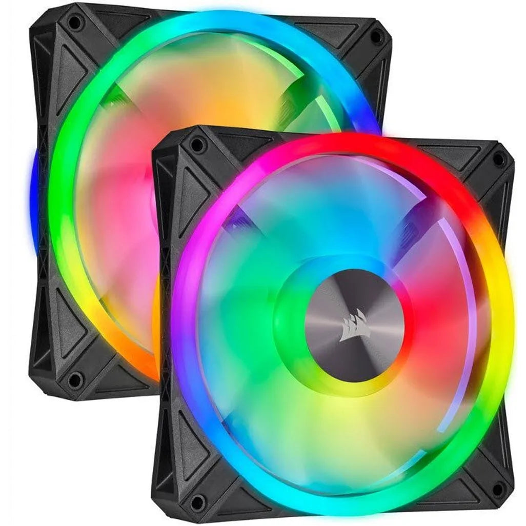 Corsair QL140 iCUE RGB LED 140mm PWM Black Case Fan - 2 Pack