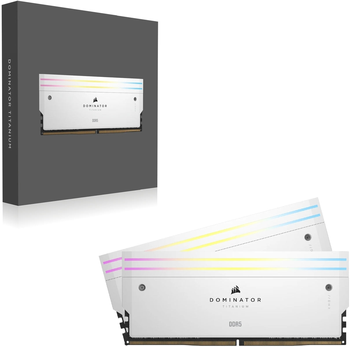 Corsair Dominator Titanium RGB 32GB (2x16GB) DDR5-7200MT/s CL34 1.45V White Desktop Memory