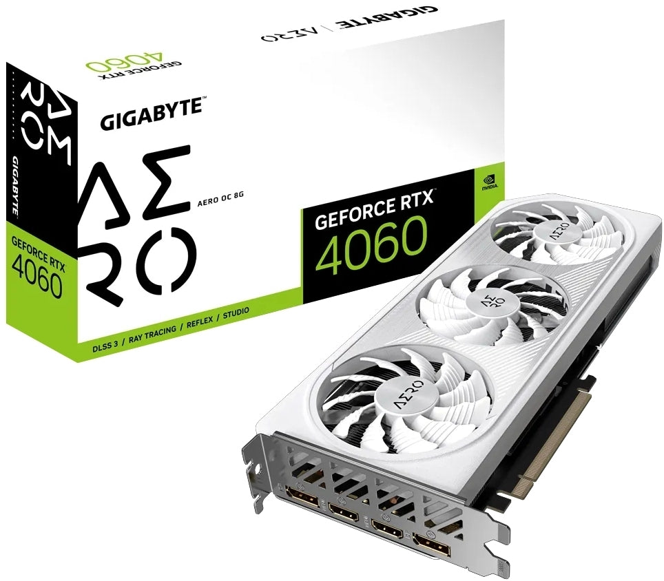 Gigabyte GeForce RTX 4060 AERO OC 8GB GDDR6 128-Bit PCIe 4.0 Desktop Graphics Card