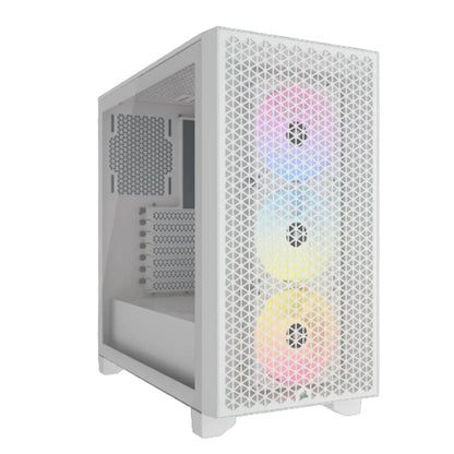 Corsair 3000D RGB AIRFLOW Clear Tempered Glass White Steel ATX Mid-Tower Desktop Chassis