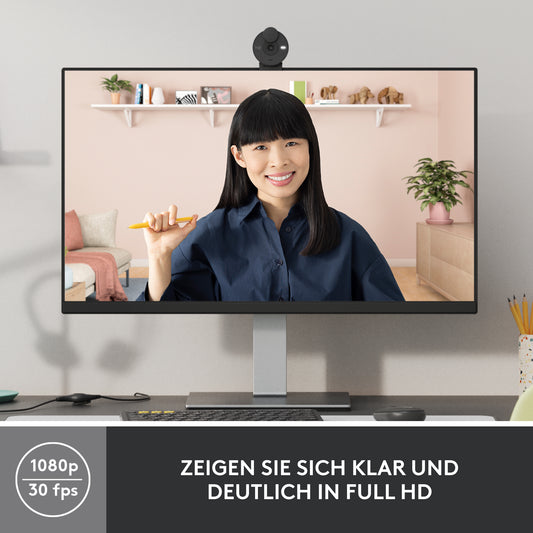 Logitech BRIO 300 Full HD 1080p Light Correction Noise-reducing Mic USB Type-C Graphite Webcam