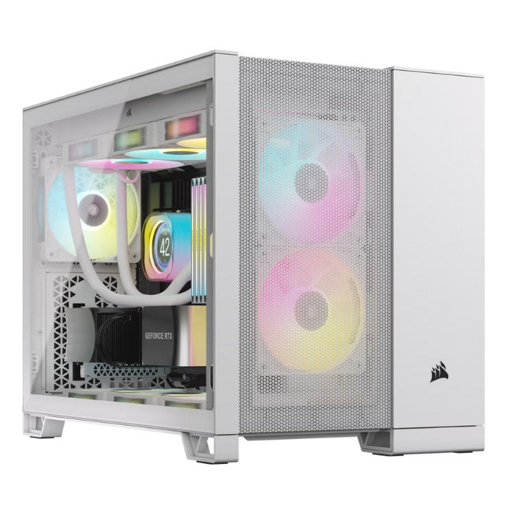 Corsair 2500D Airflow Tempered Glass White Micro-ATX Dual Chamber Mid Tower Desktop Chassis