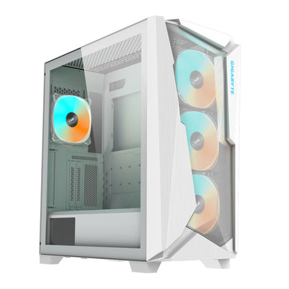 Gigabyte TYPE-C V2 C301 GLASS WHITE V2 Clear Tempered Glass Mesh Steel ATX Mid-Tower Desktop Chassis