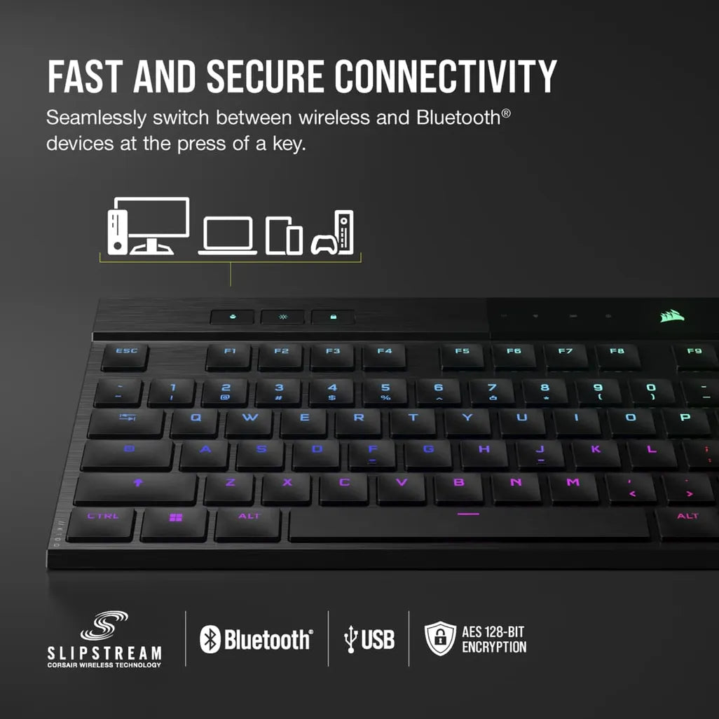 Corsair K100 AIR WIRELESS RGB CHERRY MX Ultra Low Profile Tactile Gaming Keyboard