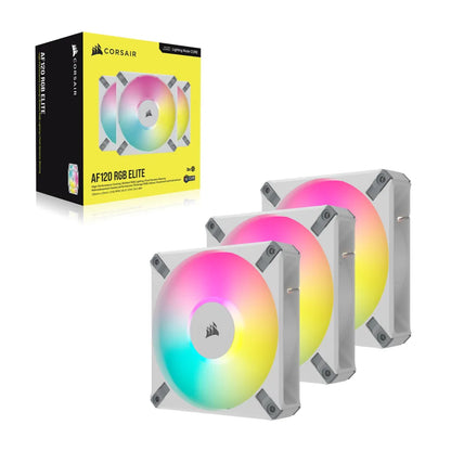 Corsair iCUE AF120 RGB Elite 120mm PWM 2100 RPM White Case Fan - Triple Pack