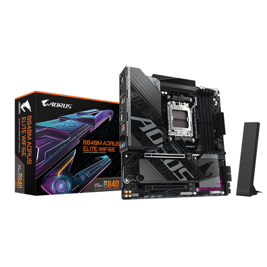 Gigabyte B840M AORUS ELITE WIFI6E AMD B840 Ryzen Socket AM5 Micro-ATX Desktop Motherboard