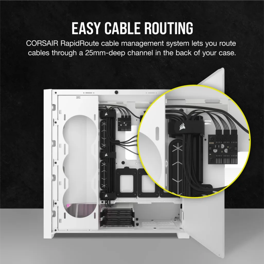 Corsair iCUE 5000D RGB AIRFLOW Clear Tempered Glass White Steel ATX Mid Tower Desktop Chassis