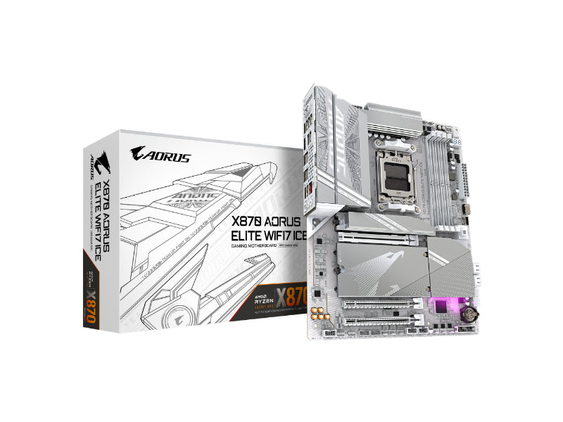 Gigabyte X870 AORUS ELITE WIFI 7 ICE AMD X870 Ryzen Socket AM5 ATX Desktop Motherboard