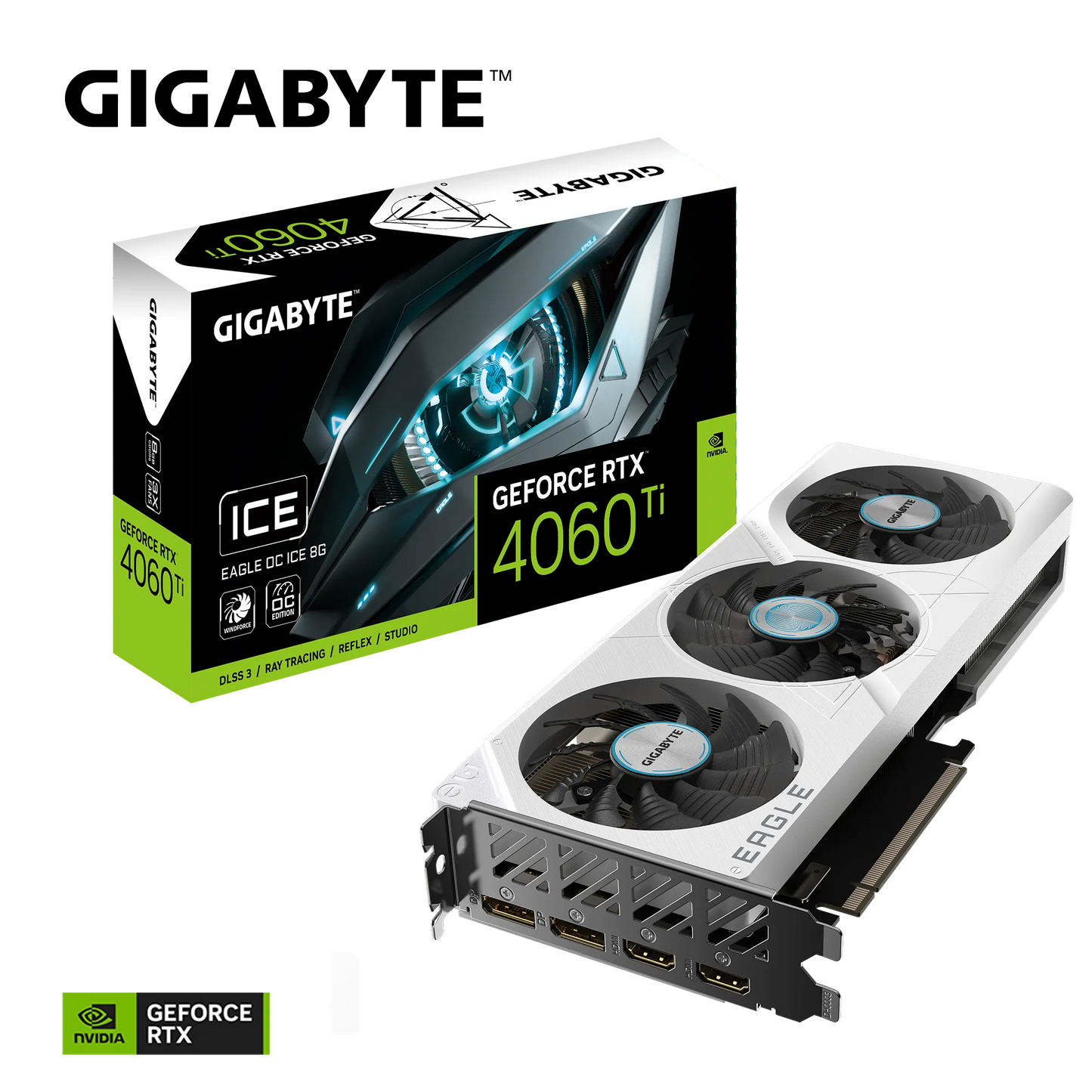 Gigabyte GeForce RTX 4060 Ti EAGLE OC ICE 8GB GDDR6 128 bit PCIe 4.0 Desktop Graphics Card