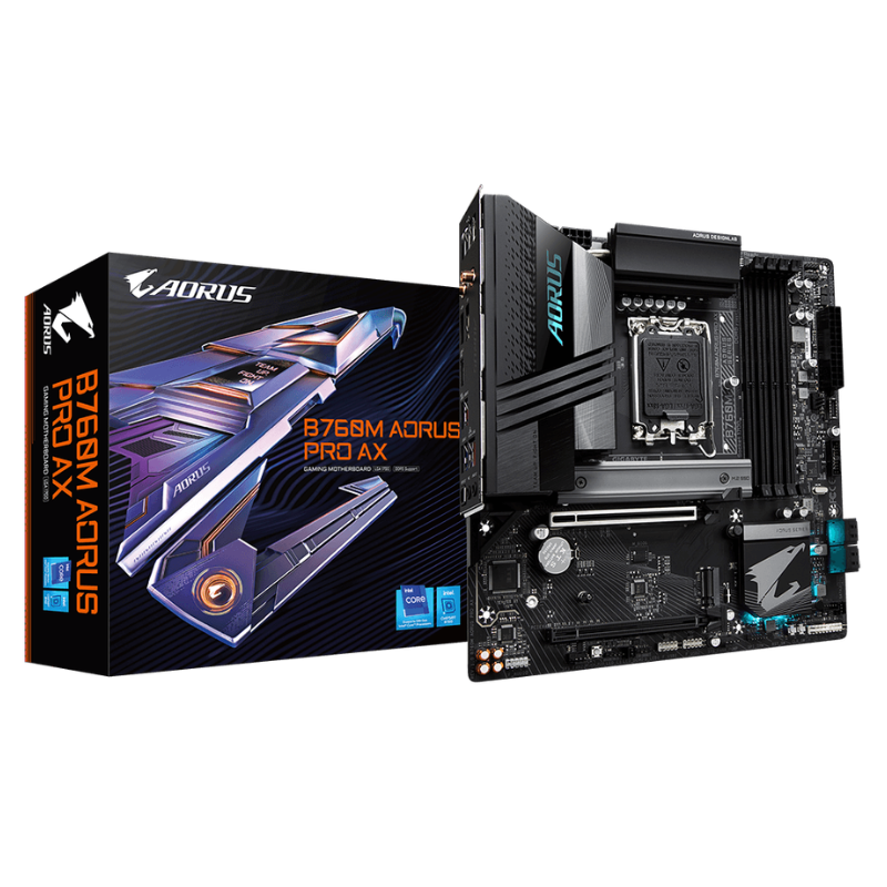 Gigabyte GA-B760M-AORUS-PRO-AX B760M AORUS PRO AX DDR5 WiFi Intel B760 Raptor Lake LGA 1700 Micro-ATX Desktop Motherboard