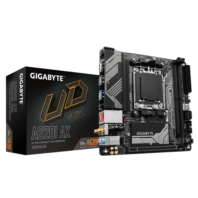Gigabyte A620I AX Rev1.0 WiFi 6E AMD A620 Ryzen Socket AM5 Mini-ITX Desktop Motherboard