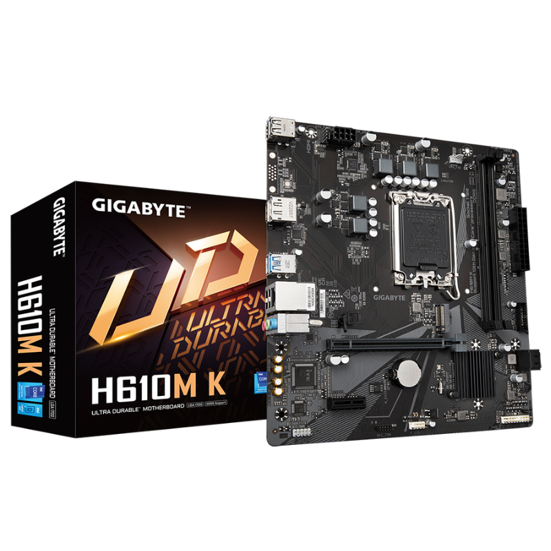 Gigabyte H610M K Ultra Durable DDR4 H610M-K-DDR4 Intel H610 LGA 1700 Raptor Lake Micro-ATX Desktop Motherboard