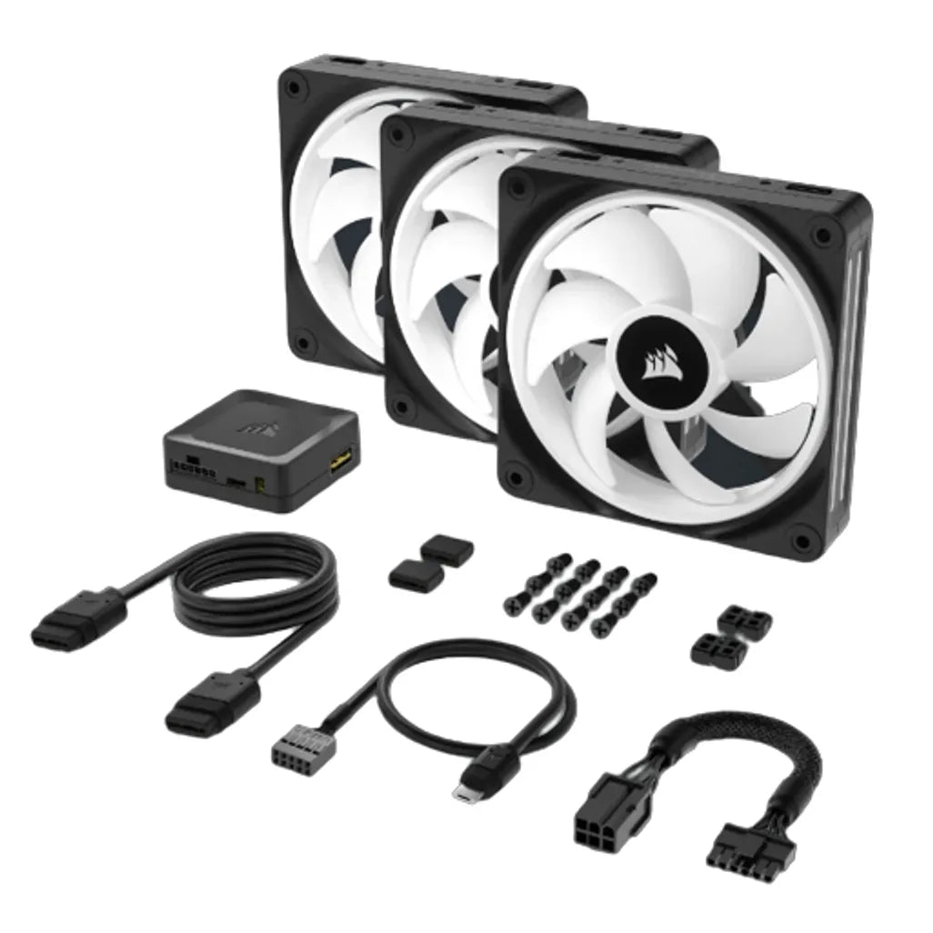 Corsair QX120 iCUE Link 120mm ARGB 120mm PWM 2400 RPM Black Case Fan - Triple Pack & System Hub