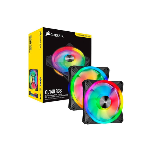 Corsair QL140 iCUE RGB LED 140mm PWM Black Case Fan - 2 Pack