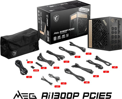 MSI MEG Ai1300P PCIE5 1300W 80 Plus Platinum PCIe 5.0 Fully Modular Black