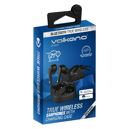 Volkano Ore Series True Wireless Earphones with Charging Case - Black