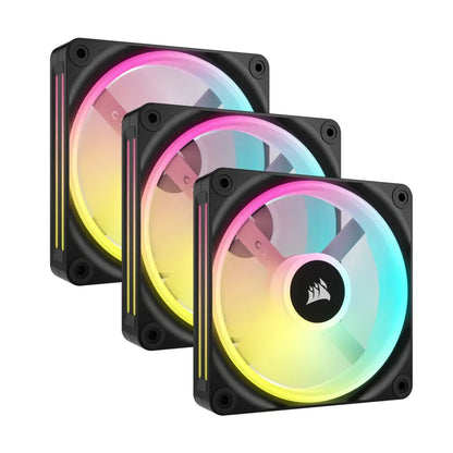 Corsair QX120 iCUE Link 120mm ARGB 120mm PWM 2400 RPM Black Case Fan - Triple Pack & System Hub