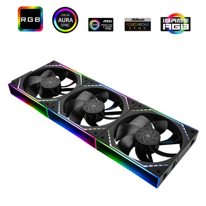 Thermalright TL-M12QR 120mm Reverse Case Fans, 1500RPM, 47.6CFM, 3-Pack | Reverse Airflow, Daisy Chain PWM/ARGB, Infinity Mirror Lighting