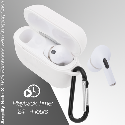 Amplify Note X Series TWS Earphones + Charging Case - White Case + White Cover