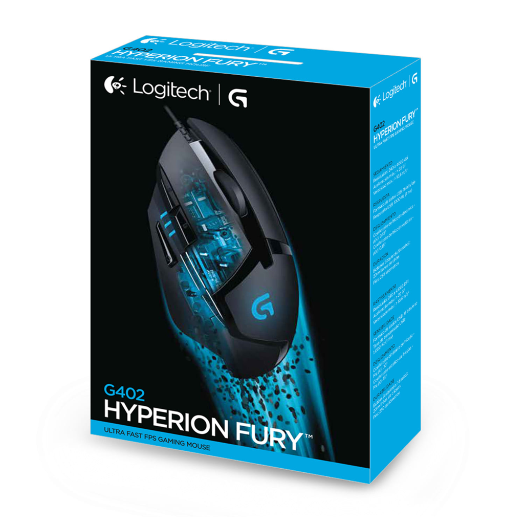 Logitech G402 Hyperion Fury 4k DPI Lightweight Black Wired Gaming Mouse