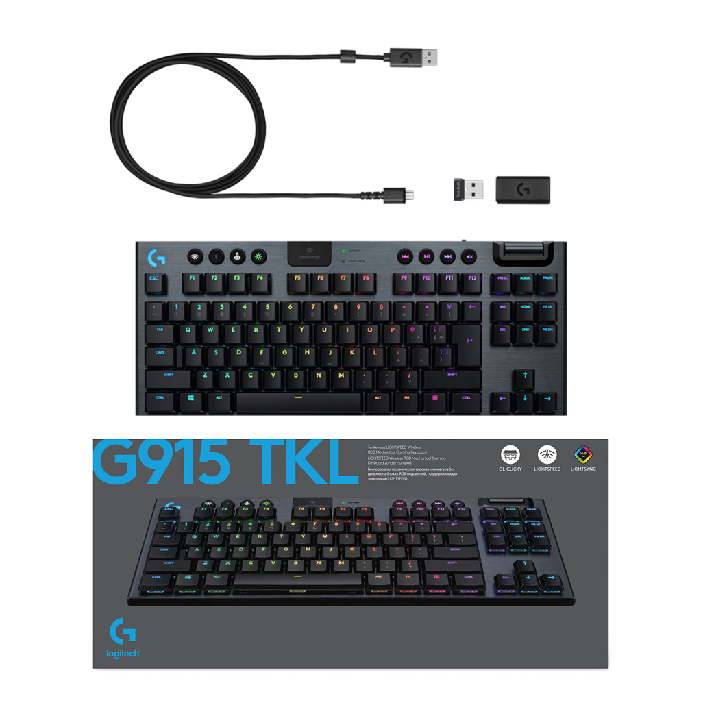 Logitech G915 TKL LIGHTSPEED Wireless RGB Mechanical Gaming Keyboard - Black