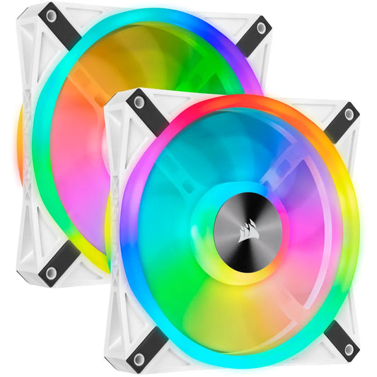 Corsair QL140 iCUE RGB LED 140mm PWM White Case Fan - 2 Pack