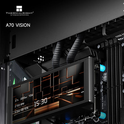 Thermalright A70 ARGB Black ATX Gaming Case Panoramic Light Strip and 9.16'' LCD screen with TL-C12RB-S V2 X3 + TL-C12C-S X2